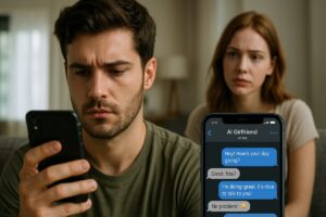 A man texts his AI girlfriend